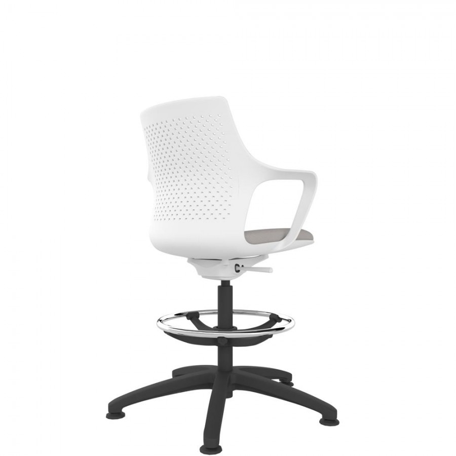 White Perforated Shell Draughtsman With Black Swivel Base